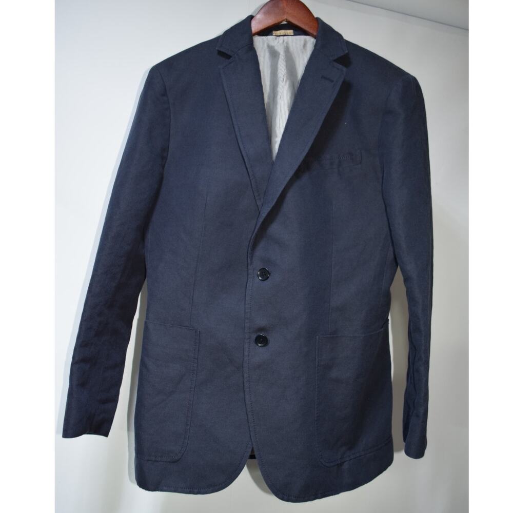 Banana Republic Men’s 40R Tailored Fit Navy Cotton Linen Blend Blazer Sport Coat